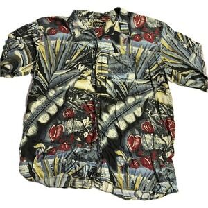 Caribbean Blues Shirt Men's 4XL Tropical 100% Rayon Hawaiian Surf Car‎
